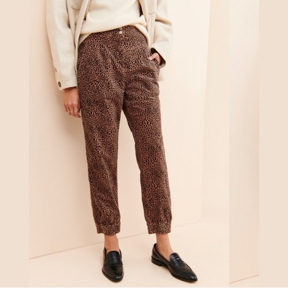Anthropologie Brown Leopard Print Joggers